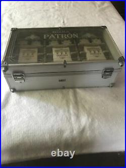 Lot 3 Patron Tequila Casino Style Clay Poker Chips Cards and Dice Sets LNC +case