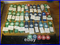 Lot of 1000+ Vintage Clay poker Chips In Case, Many Different Logos