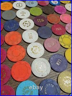Lot of 160 Paulson Starburst Top Hat and Cane Poker Chips clay chip vintage