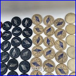 Lot of 180+ Vintage 1900s Clay Flag Feather Poker Chips 45 Stars Antique