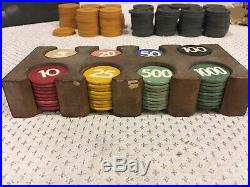 Lot of 209 Vintage Clay Poker Chips And Lot Of ONeil Dice Horseshoe, Numbered