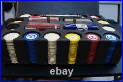 Lot of 390 Antique Clay Poker Chips Crescent Moon & Club with Wooden Case Vintage