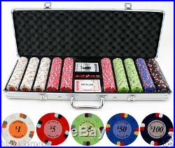 Lucky Horseshoe Texas Hold'Em 13.5g 500 pc Clay Poker Chips with Case Cards Dice