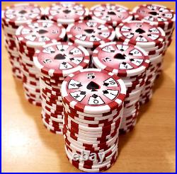 Mahogany Poker Chip Case + 750 Clay Chips + Many Extras