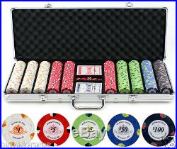 Monaco Texas Hold'Em 13.5g 500 pc Clay Poker Chips with Case Cards Dice