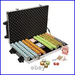Monte Carlo Poker Chip Set Aluminum Carry Case Casino Clay 1000 ct Rolling