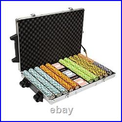 Monte Carlo Poker Chip Set Aluminum Carry Case Casino Clay 1000 ct Rolling