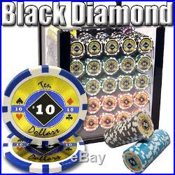 NEW 1000 Black Diamond 14 Gram Clay Poker Chips Set Acrylic Carrier Case Custom