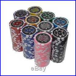 NEW 1000 PC Ace Casino 14 Gram Clay Poker Chips Acrylic Case Set Pick Chips