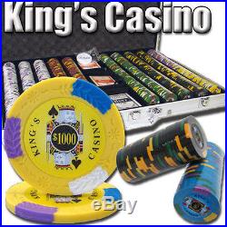 NEW 1000 PC King's Casino 14 Gram Pro Clay Poker Chips Aluminum Case Set Custom