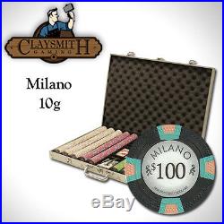 NEW 1000 PC Milano Pure Clay 10 Gram Denomination Poker Chips Set Aluminum Case