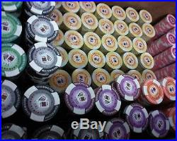 NEW 1000 Tournament Pro 11.5 Gram Clay Poker Chips Set Acrylic Case Pick Chips