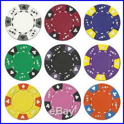 NEW 500 Ace King 14 Gram Clay Suited Poker Chips Set Black Aluminum Case Custom