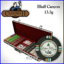 NEW 500 Bluff Canyon 13.5 Gram Clay Poker Chips Set Black Aluminum Case Custom