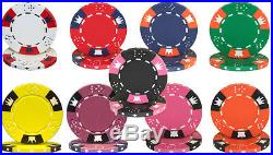 NEW 500 Crown & Dice 14 Gram Clay Poker Chips Black Aluminum Case Set Pick Chips