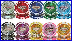 NEW 500 PC Las Vegas 14 Gram Clay Poker Chips with Denominations Bulk Lot