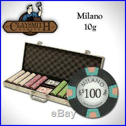 NEW 500 PC Milano Pure Clay 10 Gram Poker Chips Set Aluminum Case Pick Chips