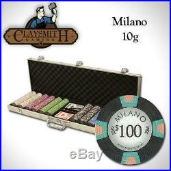 NEW 600 Milano Pure Clay 10 Gram Poker Chips Set Aluminum Case Pick Your Chips
