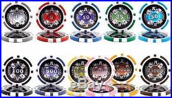 NEW 600 PC Ace Casino 14 Gram Clay Poker Chips Acrylic Carrier Set Pick Chips