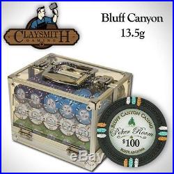 NEW 600 PC Bluff Canyon 13.5 Gram Clay Poker Chips Acrylic Case Set Pick Chips