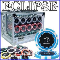 NEW 600 PC Eclipse 14 Gram Clay Poker Chips Acrylic Carrier Case Set Pick Chips