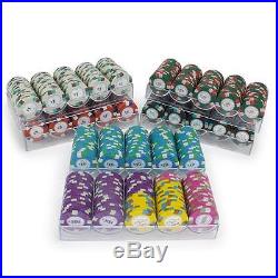 NEW 600 Poker Knights 13.5 Gram Clay Poker Chips Set Acrylic Carrier Pick Chips