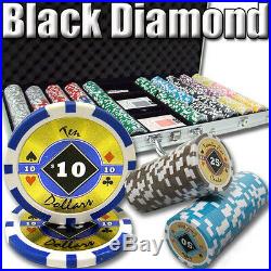 NEW 750 PC Black Diamond 14 Gram Clay Poker Chips Set Aluminum Case Pick Chips