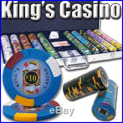 NEW 750 PC King's Casino 14 Gram Pro Clay Poker Chips Set Aluminum Case Custom