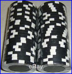 NEW Da Vinci 2 Tone Dice/Striped 300Clay Composite 11.5 gr Poker Chips Black/Whi