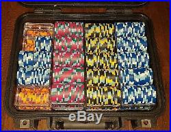 NM Paulson 750 Piece Clay Poker Chip Set Top Hat and Cane & Pelican 1400 Case