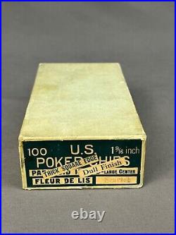 NOS/New Paranoid Inlaid Fleur De Lis 100 Clay Red Poker Chips in Box C. 1920 (2)