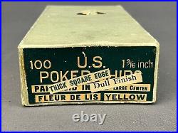 NOS/New Paranoid Inlaid Fleur De Lis 92 Clay Red Poker Chips in Box C. 1920 (3)