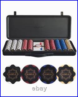 Nash 14g Clay Poker Chips Set for Texas Hold'em, 500 PCS Blank Chips Featur