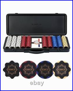 Nash 14g Clay Poker Chips Set for Texas Hold'em, 500 PCS Blank Chips Featur