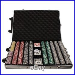 New 1000 Ben Franklin 14g Clay Poker Chips Set with Rolling Case Pick Chips