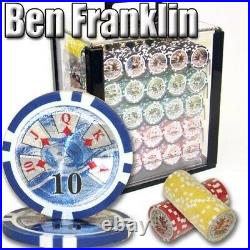 New 1000 Ben Franklin Poker Chips Set with Acrylic Case Pick Denominations