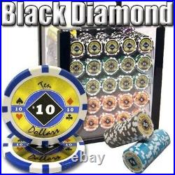 New 1000 Black Diamond Poker Chips Set with Acrylic Case Pick Denominations