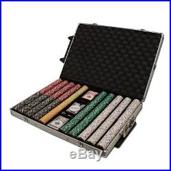 New 1000 Coin Inlay 15g Clay Poker Chips Set Rolling Aluminum Case Pick Chips