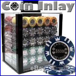 New 1000 Coin Inlay 15g Clay Poker Chips Set with Acrylic Case Pick Chips