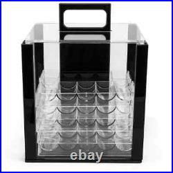 New 1000 Coin Inlay 15g Clay Poker Chips Set with Acrylic Case Pick Chips