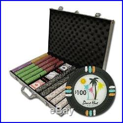 New 1000 Desert Heat 13.5g Clay Poker Chips Set with Aluminum Case Pick Chips