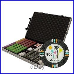 New 1000 Desert Heat 13.5g Clay Poker Chips Set with Rolling Case Pick Chips