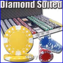 New 1000 Diamond Suited 12.5g Clay Poker Chips Set Aluminum Case Pick Chips