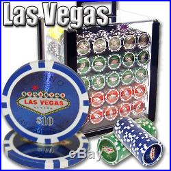 New 1000 Las Vegas 14g Clay Poker Chips Set with Acrylic Case Pick Chips