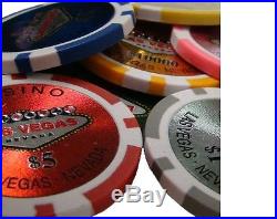 New 1000 Las Vegas 14g Clay Poker Chips Set with Acrylic Case Pick Chips
