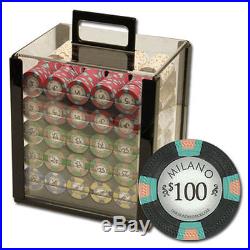 New 1000 Milano 10g Clay Poker Chips Set with Acrylic Case Pick Chips