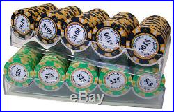 New 1000 Monte Carlo 14g Clay Poker Chips Set with Acrylic Case Pick Chips