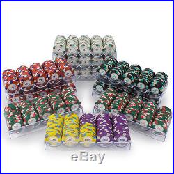 New 1000 Poker Knights 13.5g Clay Poker Chips Set with Acrylic Case Pick Chips