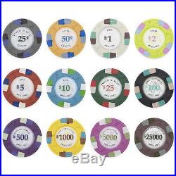 New 1000 Poker Knights 13.5g Clay Poker Chips Set with Aluminum Case Pick Chips