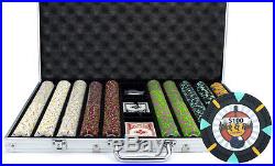 New 1000 Rock & Roll 13.5g Clay Poker Chips Set with Aluminum Case Pick Chips